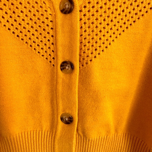 Open Stitch Short Cardigan in Golden Rod - Picture 10 of 14